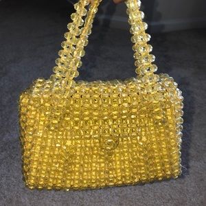 Vintage yellow beaded bag